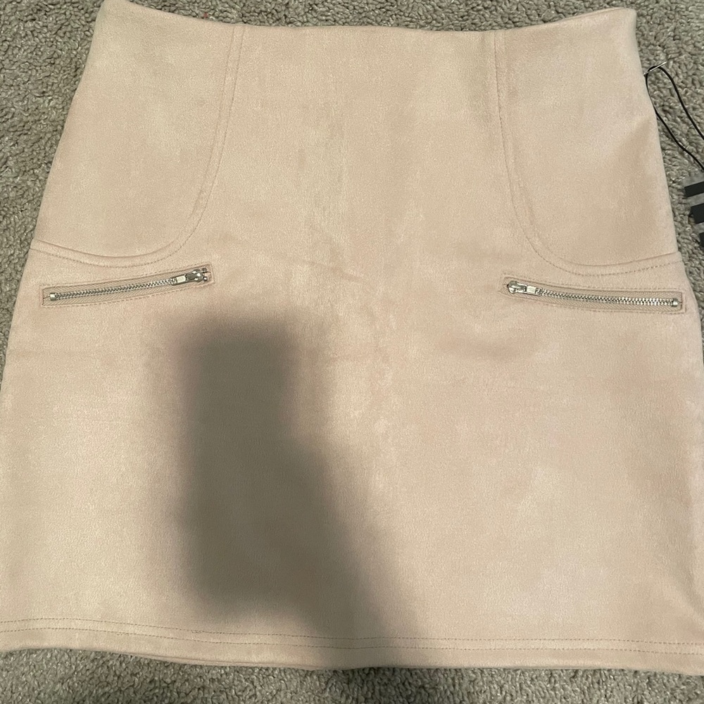 Mini tan suede skirt